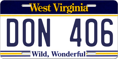 WV license plate DON406