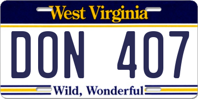 WV license plate DON407