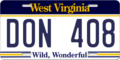 WV license plate DON408