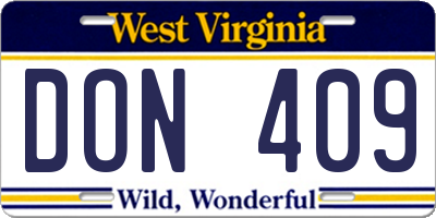 WV license plate DON409