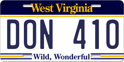 WV license plate DON410