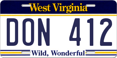 WV license plate DON412