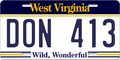 WV license plate DON413