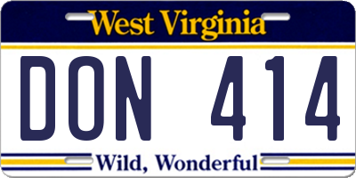 WV license plate DON414