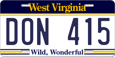 WV license plate DON415