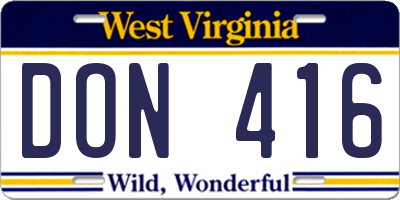 WV license plate DON416