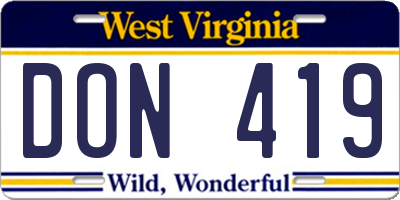 WV license plate DON419