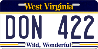 WV license plate DON422