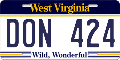 WV license plate DON424