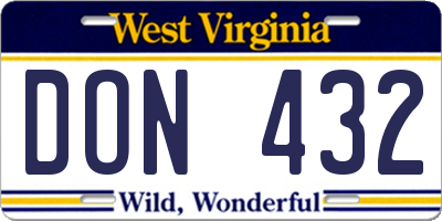 WV license plate DON432