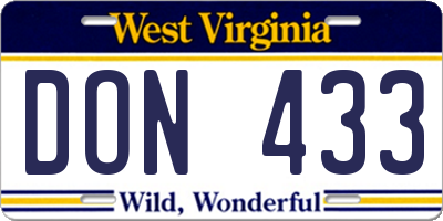 WV license plate DON433