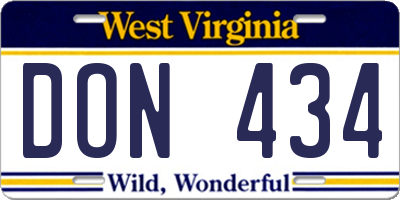 WV license plate DON434