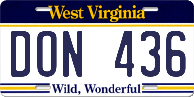 WV license plate DON436