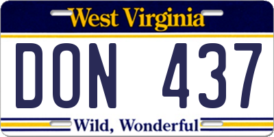WV license plate DON437