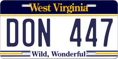 WV license plate DON447