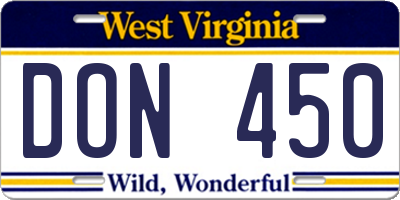 WV license plate DON450