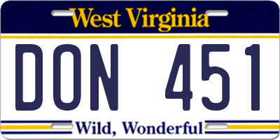 WV license plate DON451