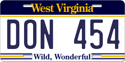 WV license plate DON454