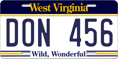WV license plate DON456