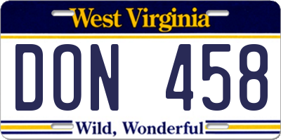 WV license plate DON458