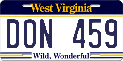 WV license plate DON459