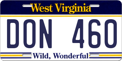 WV license plate DON460