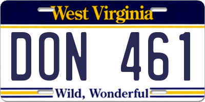 WV license plate DON461