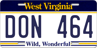 WV license plate DON464