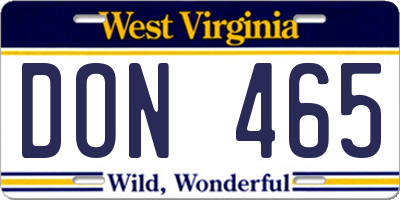 WV license plate DON465