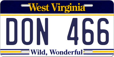 WV license plate DON466