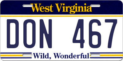 WV license plate DON467