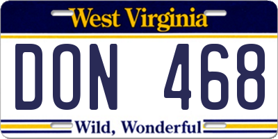 WV license plate DON468