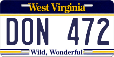 WV license plate DON472