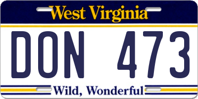 WV license plate DON473