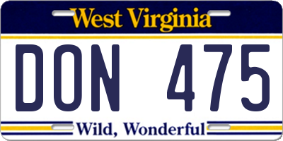 WV license plate DON475