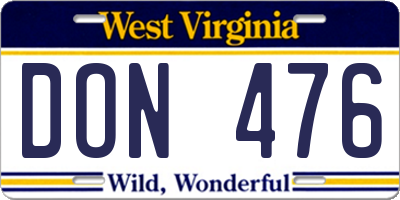 WV license plate DON476