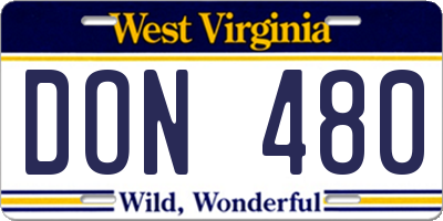 WV license plate DON480