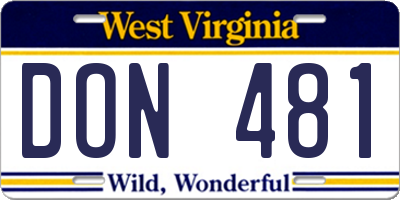 WV license plate DON481