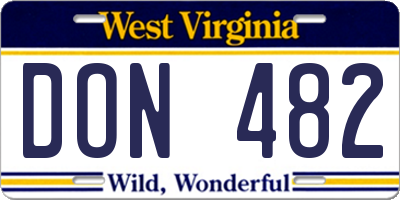 WV license plate DON482