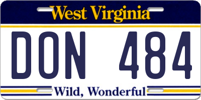 WV license plate DON484