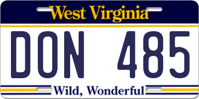 WV license plate DON485