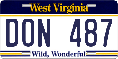 WV license plate DON487