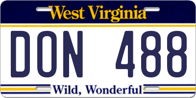WV license plate DON488