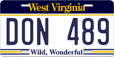 WV license plate DON489