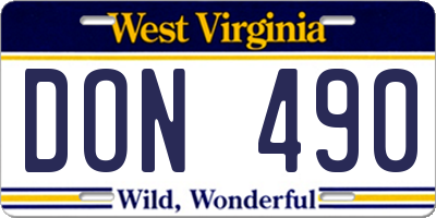 WV license plate DON490
