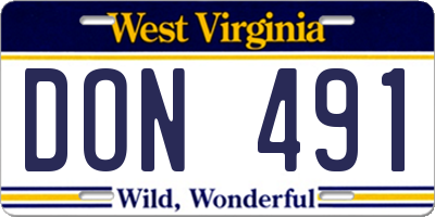 WV license plate DON491