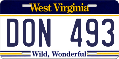 WV license plate DON493