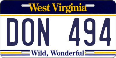 WV license plate DON494