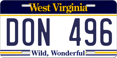 WV license plate DON496
