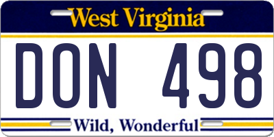 WV license plate DON498